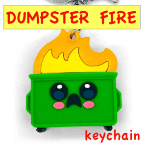 dumpster fire keychain