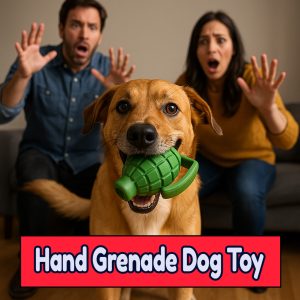A hilarious novelty dog toy shaped like a hand grenade. Perfect for playful pups and guaranteed to shock and amuse onlookers!